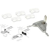 DeLOCK USB Port Blocker Set für USB-A Buchse, Einsteckschloss weiß/silber, 5x USB Port Blocker, 2x Schlüssel