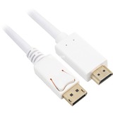 Sharkoon Adapterkabel Displayport 1.2 Stecker > HDMI 4K Stecker weiß, 1 Meter