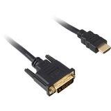 Sharkoon Adapterkabel HDMI > DVI-D (24+1) schwarz, 1 Meter