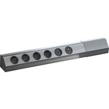 Bachmann CASIA Steckdosenleiste 4-fach, USB-Charger, Wand- oder Eckmontage silber/schwarz, 2 Meter Kabel, 2x USB, Schalter