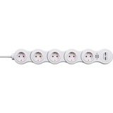 Brennenstuhl Vario Power Bewegliche Steckdosenleiste 5-fach weiß, 1,4 Meter, 2x USB