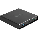 DeLOCK Externes Gehäuse für 2.5″ SATA HDD / SSD, Laufwerksgehäuse schwarz, mit zusätzlichem USB Type-C und Typ-A Port und SD Slot