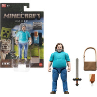 Mattel Minecraft Movie Steve Actionfigur und Zubehör, Spielfigur Spielset mit 10 cm Figur