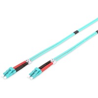 Digitus LWL Patchkabel, Duplex, LC > LC Stecker, Multimode OM3 türkis, 1 Meter