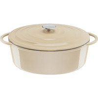 Tefal Ovaler Bräter aus Lov Gusseisen Ø 34cm beige, mit Deckel, 7,2 Liter