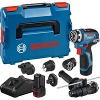 Bosch Akku-Bohrschrauber GSR 12V-35 FC Professional, 12Volt blau/schwarz, 2x Li-Ionen Akku 3,0Ah, mit FlexiClick Aufsätzen, L-BOXX