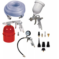 EINHELL Druckluft-Zubehörset, 13-teilig, Ausblas-Werkzeug inkl. Reifenfüllgerät, Farbspritzpistole, Sandstrahlpistole