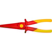 KNIPEX Flachrundzange aus Kunststoff 98 62 02, Greifzange rot/gelb, gezahnte Greifflächen, isoliert, VDE-geprüft