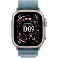 Apple Watch Ultra 3, Smartwatch titan, 49 mm, Alpine Loop hellblau L, Titangehäuse, Cellular