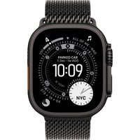 Apple Watch Ultra 3, Smartwatch schwarz, 49 mm, Milanaise Armband schwarz L, Titangehäuse, Cellular