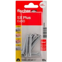 fischer Dübel SX Plus 6x50 K hellgrau, 10 Stück