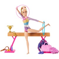 Mattel Barbie Turnspaß-Spielset, Puppe mit mehr als 10 Zubehörteilen und Drehfunktion