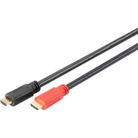 Digitus HDMI High Speed Kabel, mit Verstärker schwarz/rot, 20 Meter