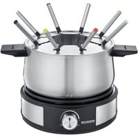 Severin Fondue-Crêpes-Kombination FO 2471 edelstahl/schwarz, 1.500 Watt