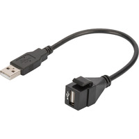 Digitus USB 2.0 Keystone-Modul USB-A Stecker > USB-A Buchse schwarz, mit 16cm Kabel