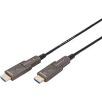 Digitus HDMI / Micro HDMI AOC Hybrid Glasfaserkabel, UHD 4K schwarz, 20 Meter, abnehmbare Stecker