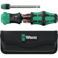Wera Kraftform Kompakt 25 RA-R mit Tasche, Bit-Satz schwarz/grün, 6-teilig, 1/4", mit Ratschenfunktion und Rapidaptor Schnellwechselfutter