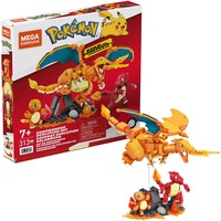Mattel MEGA Pokémon Glumanda Evolution Set, Konstruktionsspielzeug mit 3 Actionfiguren, 313 Teile