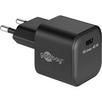 goobay USB-C Schnellladegerät Nano, PD, GaN, 45 Watt schwarz, 1x USB-C, Power Delivery 3.0