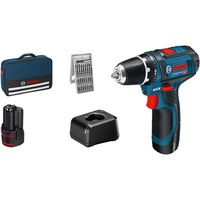 Bosch Professional Akku-Bohrschrauber GSR 12V-15 Professional, 12Volt blau/schwarz, 2x Li-Ionen Akku 2,0Ah, 25 Bits