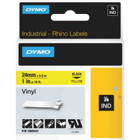 Dymo Rhino Vinylband 1805431, Schriftband 24 mm, schwarz auf gelb