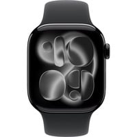 Apple Watch Series 11, Smartwatch grau, Aluminium, 42 mm, Sportarmband schwarz S/M