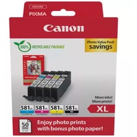 Canon Tinte Photo Value Pack CLI-581XL inkl. 50 Blatt 10x15 Fotopapier