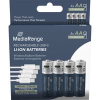MediaRange USB-C Li-Ion Akku, Mignon AA I 1.5V | 1400 mAh, 4erPack 4 Stück