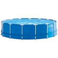 Intex Frame Pool Set Rondo, Ø 457 x 122cm, Schwimmbad dunkelblau/weiß, Kartuschen-Filteranlage ECO 638R