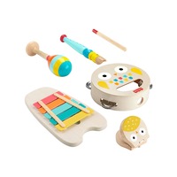 Fisher-Price Musik-Geschenkset mit Holzinstrumenten für Kleinkinder, Musikspielzeug 6 Teile