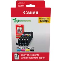 Canon Tinte Photo Value Pack CLI-526 inkl. 50 Blatt 10x15 Fotopapier