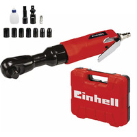EINHELL Druckluft-Ratschenschrauber TC-PR 68, Schlagschrauber rot/schwarz, Lösemoment 68 Nm, 1/2", inkl. 7 Stecknüsse, Koffer