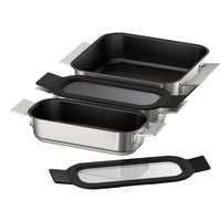 Bosch Home Pro Induction Flex Pfannen-Set HEZ9FF030, 3-teilig edelstahl/schwarz, 1x medium, 2x klein mit Glasdeckel