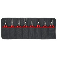 KNIPEX Sicherungsringzangen-Set Ø 10 - 60mm, 8-teilig rot, 4x gerade Spitzen, 4x 90° Spitzen, in Rolltasche