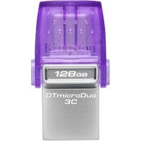 Kingston DataTraveler microDuo 3C 128 GB, USB-Stick violett/transparent, USB-A 3.2 Gen 1, USB-C 3.2 Gen 1