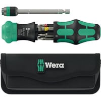 Wera Kraftform Kompakt 26 RA-R mit Tasche, Bit-Satz schwarz/grün, 6-teilig, 1/4", mit Ratschenfunktion und Rapidaptor Schnellwechselfutter