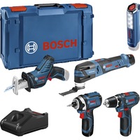 Bosch Werkzeug-Set 12Volt 5-teilig, GOP + GSR + GDR + GSA + GLI blau, 3x Li-Ionen Akku 2,0Ah