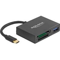 DeLOCK USB-C Card Reader für XQ- und SD mit USB 5 Gbps Typ-A Port, Kartenleser schwarz