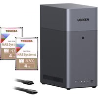 UGREEN DH2300 Bundle mit 2x Toshiba N300 4 TB (MN10ADA400ES), NAS schwarz