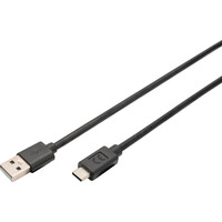 Digitus USB 2.0 Anschlusskabel USB-A > USB-C schwarz, 3 Meter, PD, Laden mit bis zu 15 Watt