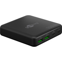 goobay USB-C Multiport-Tischladegerät, PD, GaN, 100 Watt schwarz, 2x USB-C, 2x USB-A, Power Delivery, QuickCharge 3.0