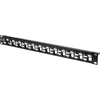 Digitus Modulares Patchpanel, 24-Port, unbestückt, abgestuft schwarz, 1 HE, für Keystone-Module