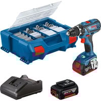 Bosch Akku-Bohrschrauber GSR 18V-28 Professional, 18Volt blau/schwarz, 2x Li-Ionen Akku 3,0Ah, 82-teiliges Zubehör-Set