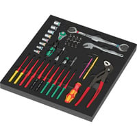 Wera 9753 Schaumstoffeinlage Kraftform Kompakt Wartung Set 1, Werkzeug-Set schwarz/mehrfarbig, 45-teilig, für Tool Rebel Werkstattwagen