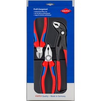 KNIPEX Zangen-Set "Bestseller-Paket" 00 20 09 V01 blau/schwarz, gezahnte Griffflächen, Schneiden mit Facetten