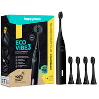 happybrush ECO VIBE 3 Starterkit All Black + 4 Refills, Elektrische Zahnbürste schwarz