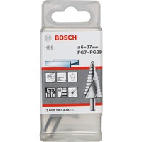 Bosch Professional HSS-Stufenbohrer, Ø 6mm - Ø 37mm, PG7 - PG29 12 Stufen, mit Spiralnut