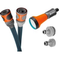 GARDENA Textilschlauch Liano Xtreme 1/2", 15 Meter Set + Wandhalter dunkelgrau/orange, Modell 2023, inkl. Reinigungsspritze, 2 Hahnverbinder
