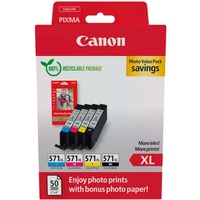 Canon Tinte Photo Value Pack CLI-571XL inkl. 50 Blatt 10x15 Fotopapier
