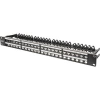 Digitus Modulares High Density Patchpanel, 24-Port, Rack Mount, geschirmt schwarz, 1 HE, für Keystone-Module, mit Beschriftungsfeld